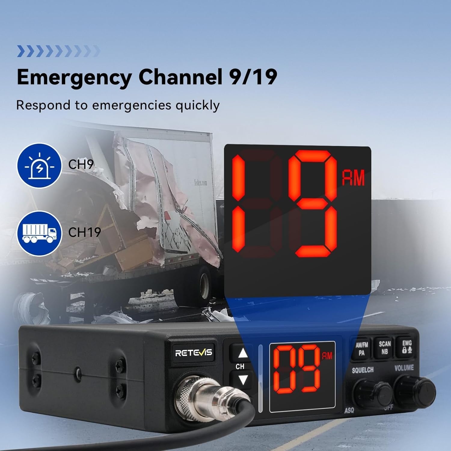 40-Channel CB Radio AM/FM Truck Caravan Off-Road 12/24V VOX PA System