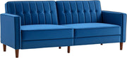 Blue Velvet 3 Seater Sofa Bed Click Clack Recliner Couch Guest Sleeper