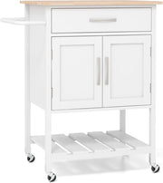 Kitchen Island Cart on Wheels Storage Trolley Cabinet Drawer Shelf White
