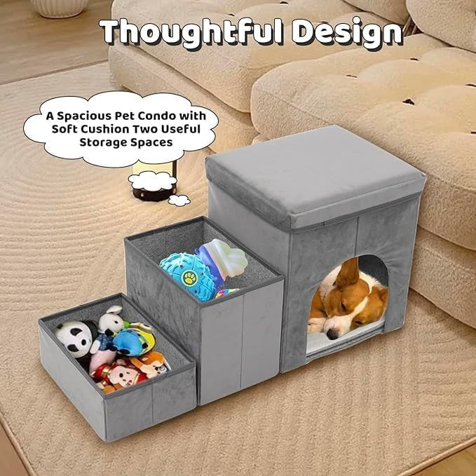 3-Step Dog Stairs Ramp Non-Slip Foam Pet Steps Bed Sofa