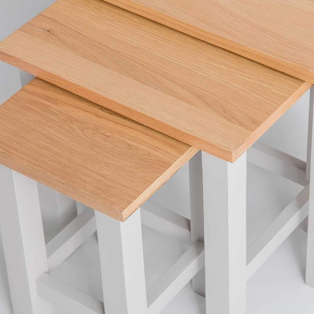 Contemporary Nesting Coffee Tables Set of 3 Stone Grey Oak Wood Living Room