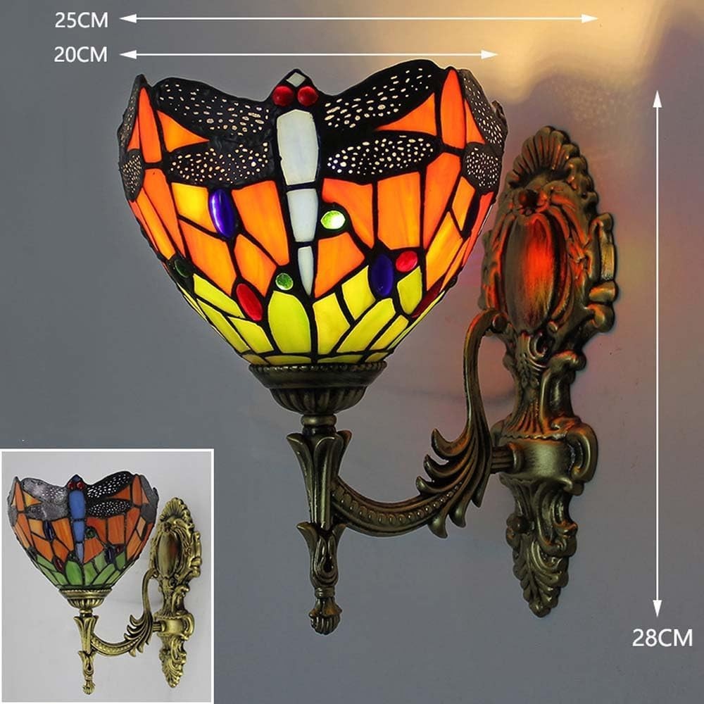 Vintage Stained Glass Wall Lamp Indoor Sconce for Staircase & Bedroom