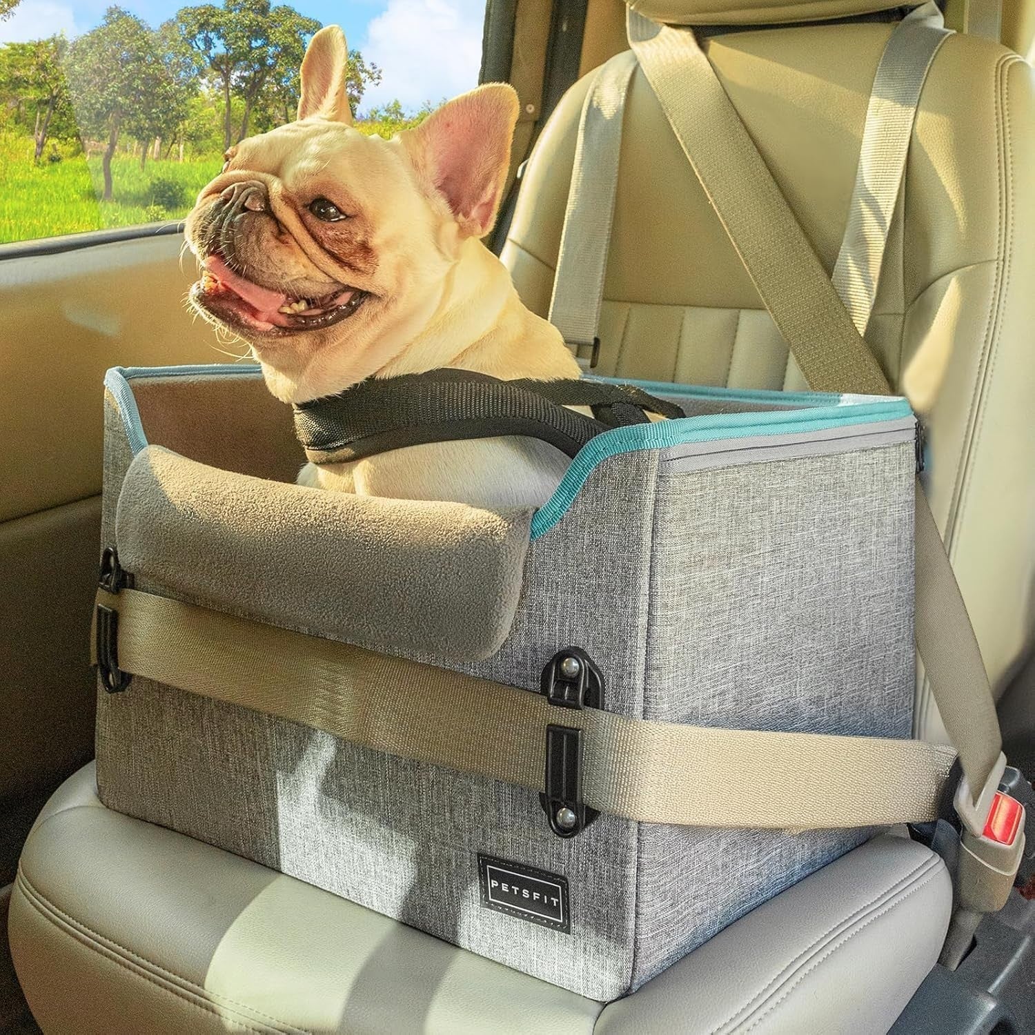 Small Dog Booster Car Seat Adjustable Height Travel Bed Grey 25lb