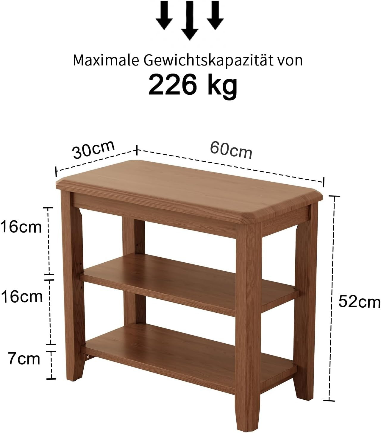 Small 2-Tier Wooden Shoe Bench with Seat – Entryway Hallway Storage