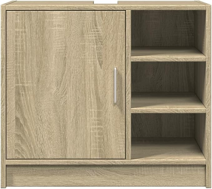 Sonoma Oak Bathroom Sink Cabinet 63cm Modern Under Sink Storage Cupboard Unit