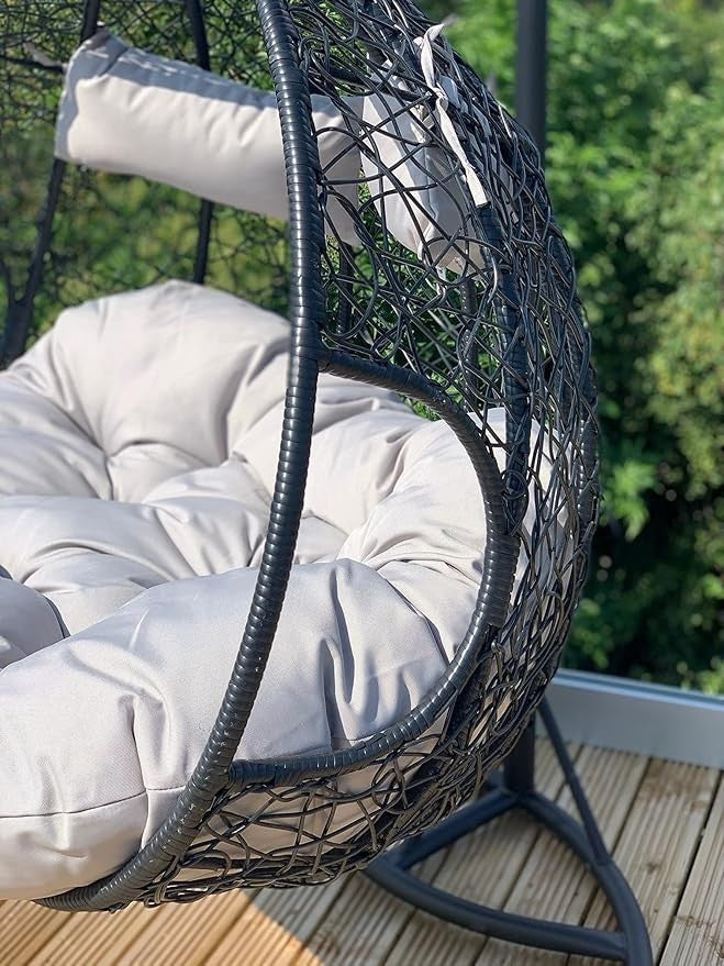 Luxury Rattan Hanging Egg Chair Double Swing Seat w/ Cushions Outdoor Garden