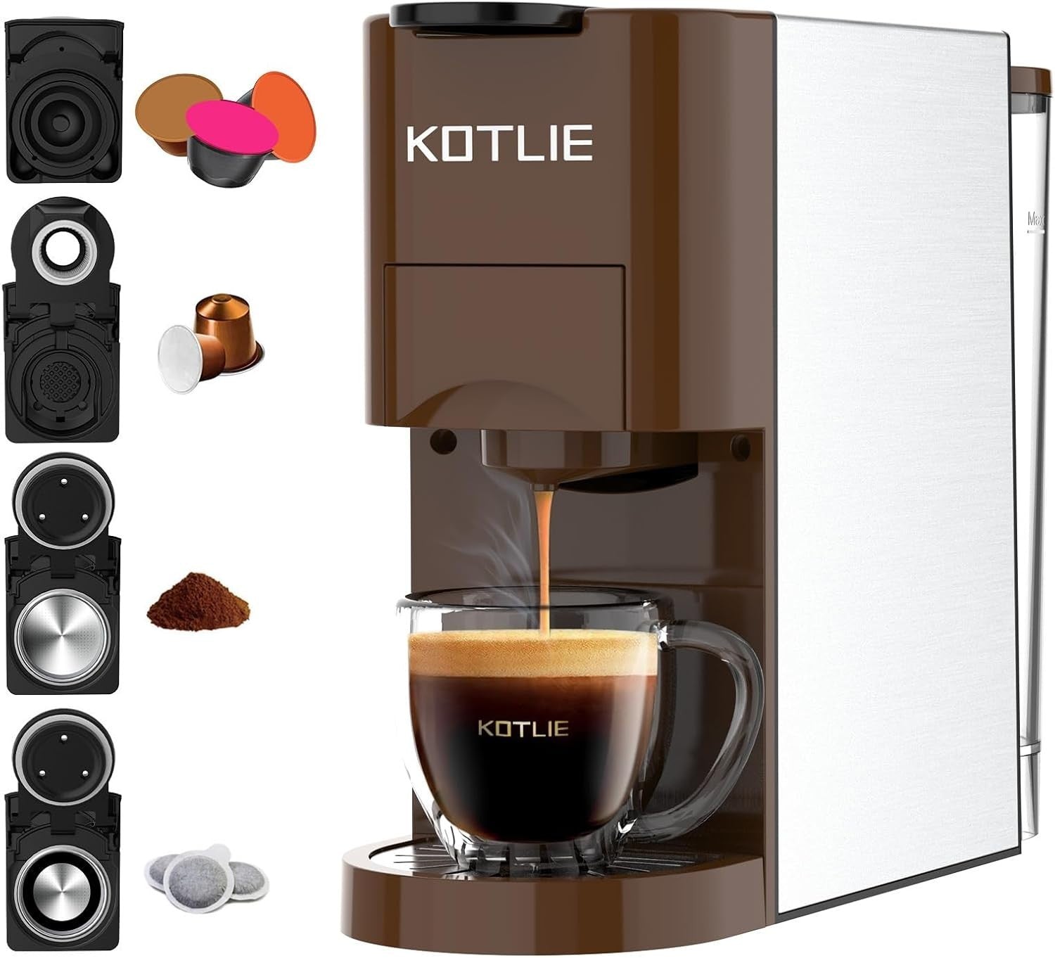 4-in-1 Espresso Coffee Maker | 19Bar High Pressure | Multi Capsule