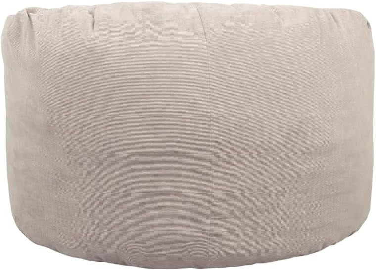 Adult Bean Bag Chair Beige Cord 100cm Foam Filled Sofa Seat for Back Pain
