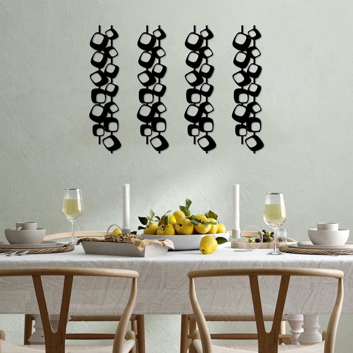 Set of 4 Black Metal Wall Art Modern Geometric 3D Decor