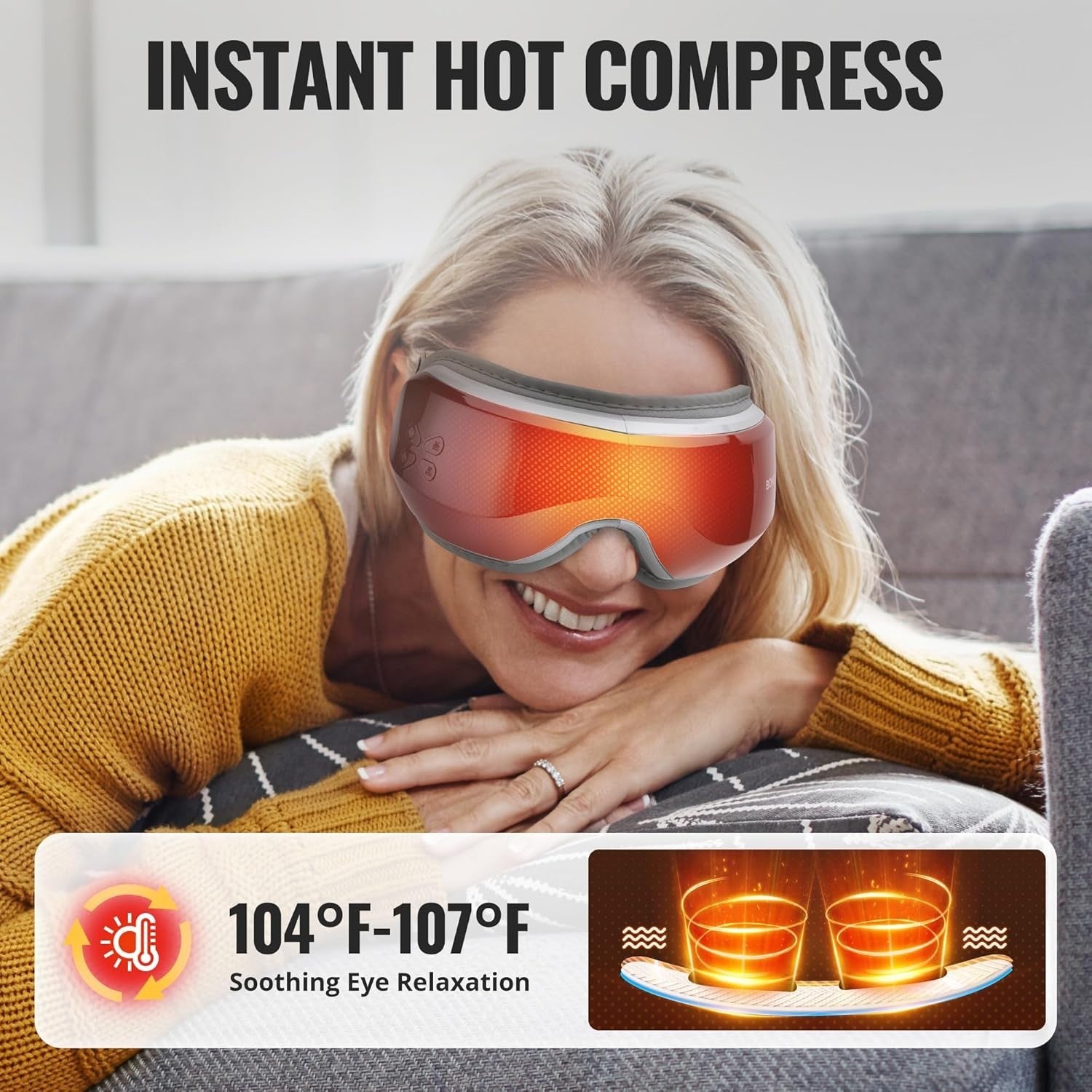 Heated Eye Massager FSA HSA Eligible Heat Compression Bluetooth