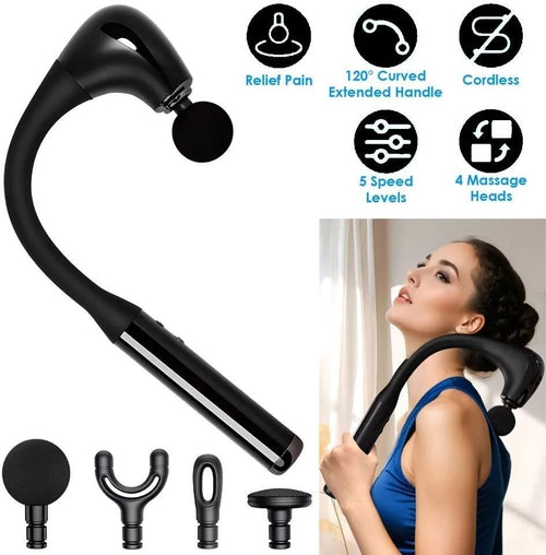 Extended Handle Massage Gun Deep Tissue 10mm Stroke Quiet Pain Relief