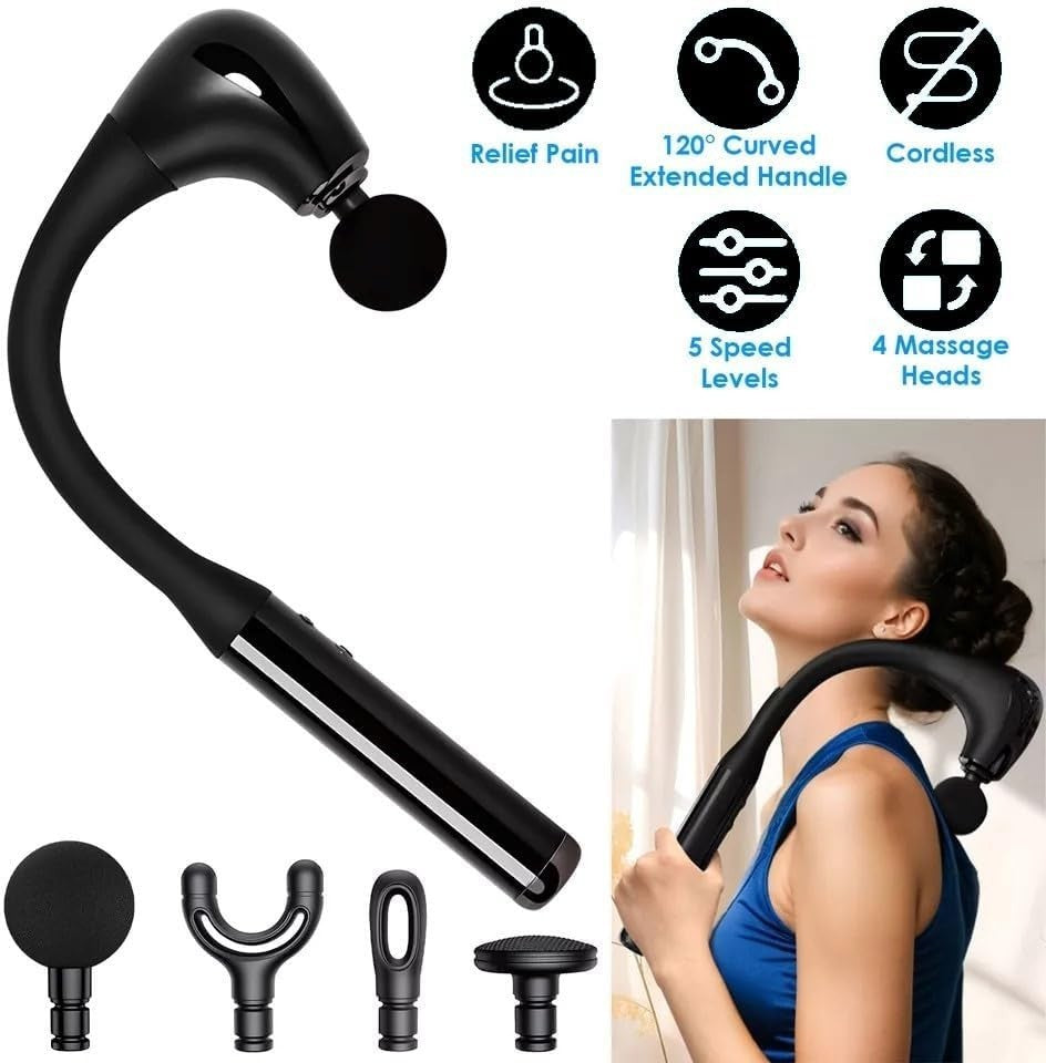 Extended Handle Massage Gun Deep Tissue 10mm Stroke Quiet Pain Relief