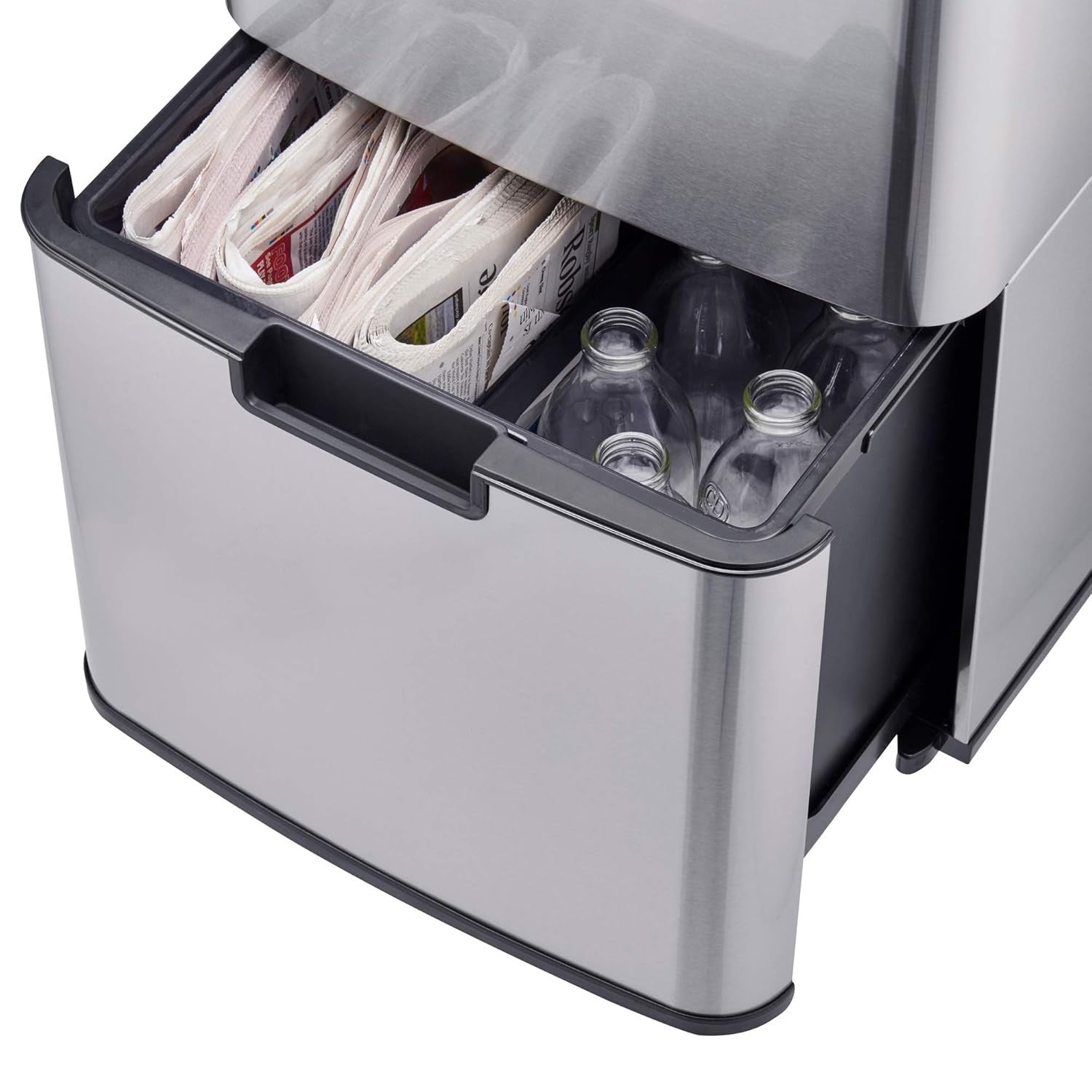 75L Dual Compartment Motion Sensor Kitchen Bin Silver