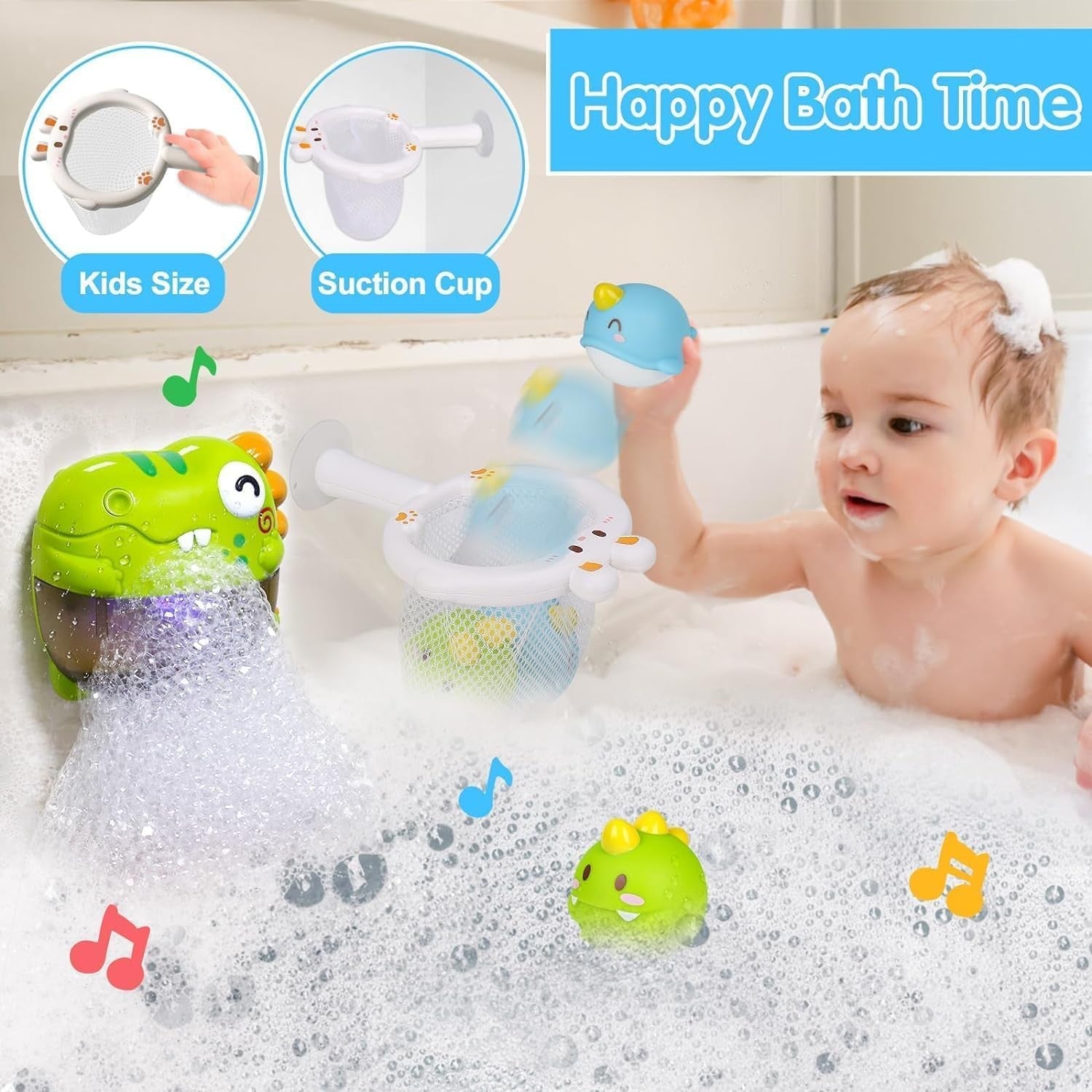 3 in 1 Dinosaur Bath Toy Bubble Machine Fishing Set