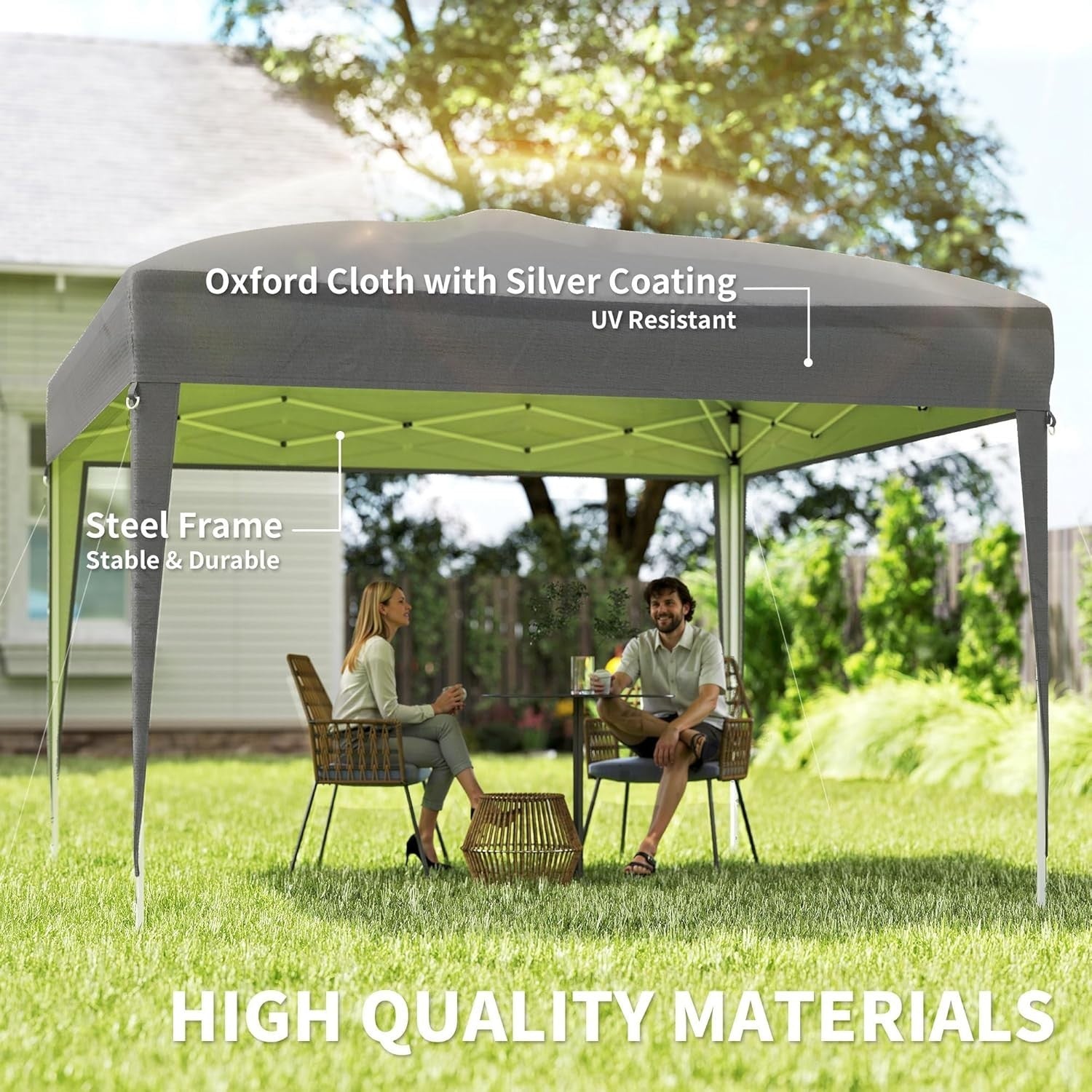 3x3m Pop Up Gazebo Adjustable Waterproof Party Tent w/ Bag Grey