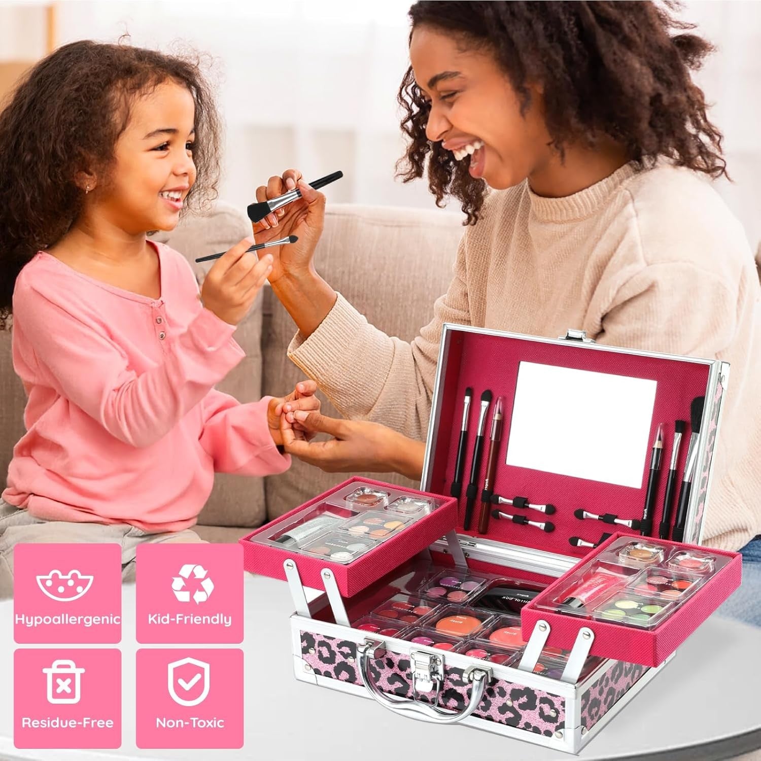 34pc All in One Makeup Kit Leopard Folding Case Set