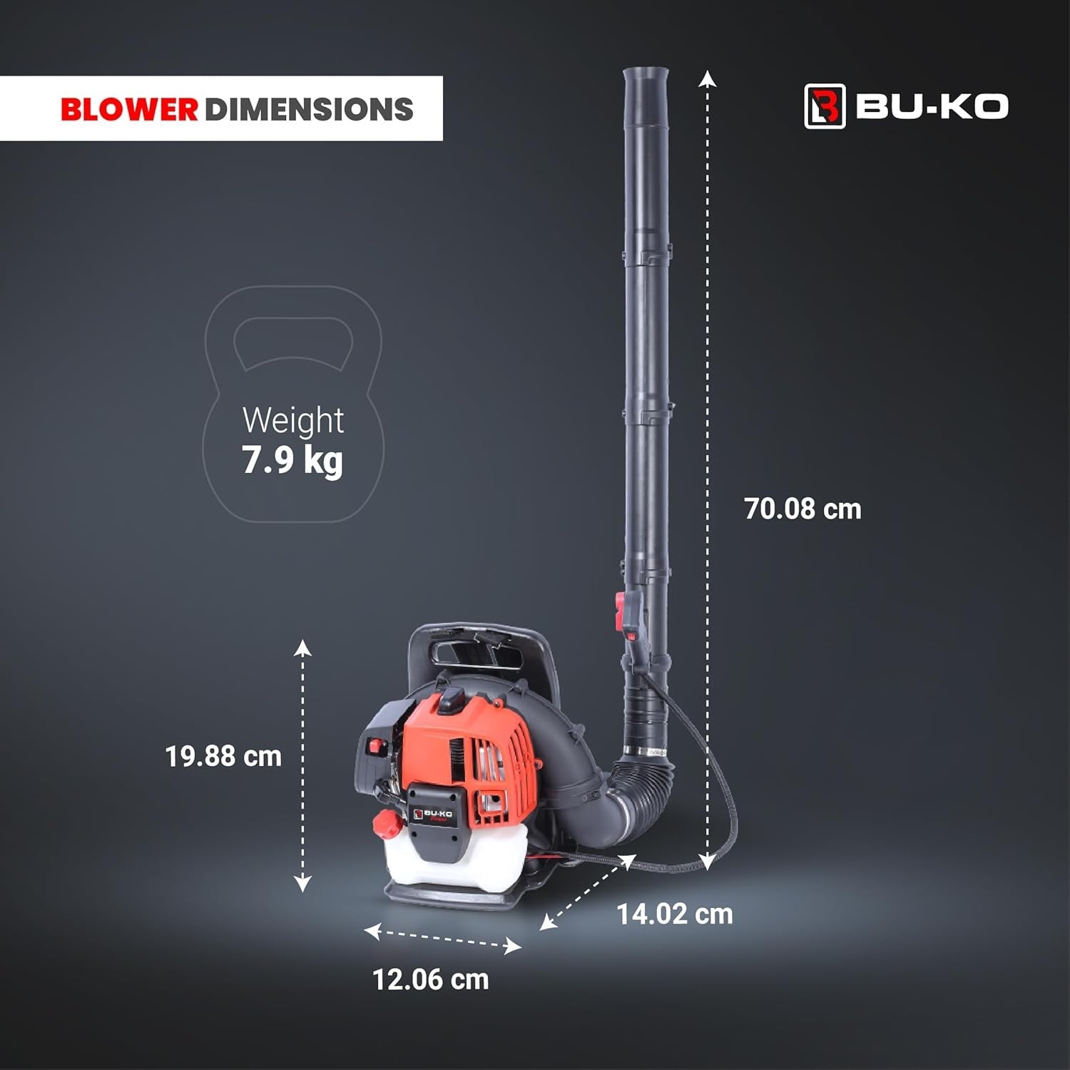 Petrol Backpack Leaf Blower 52cc 2-Stroke High Power Garden Debris Cleaner