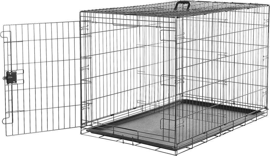 XXL Foldable Metal Dog Crate with Tray – Durable Single Door Cage 122cm
