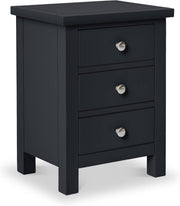 Black Solid Wood 3 Drawer Bedside Table Fully Assembled 42x32x56cm Modern