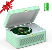 Retro Bluetooth CD Player FM Radio USB AUX HiFi Speakers Green PU