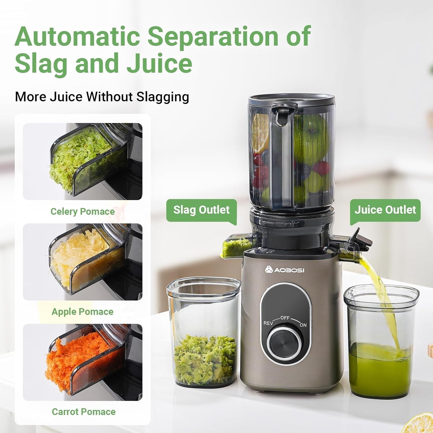Cold Press Juicer 110mm Wide Chute Whole Fruit Slow High Yield Easy Clean