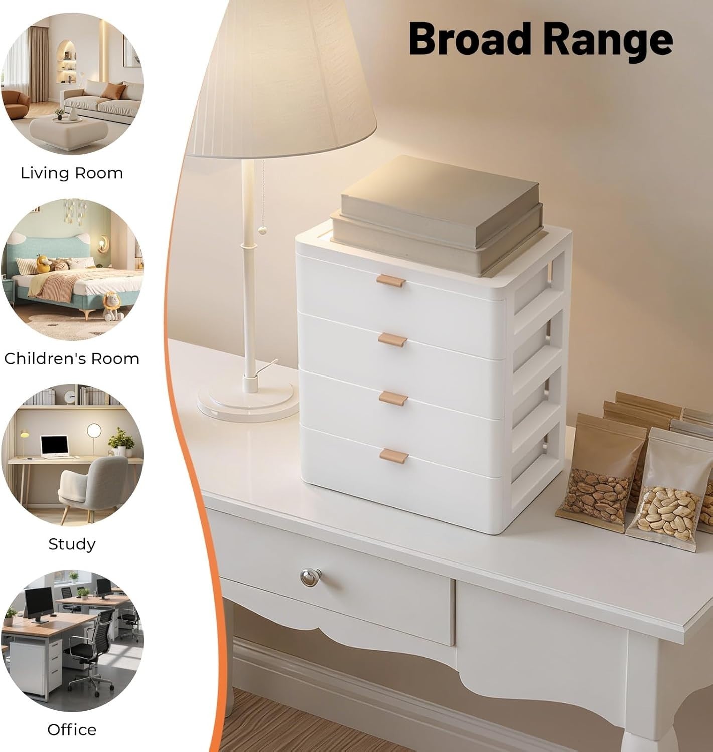 4-Compartment Desk Organiser with Drawers Pen Holder Office Storage