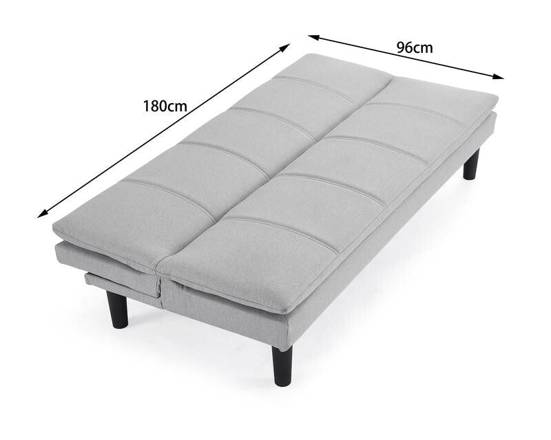 Light Grey 3 Seater Sofa Bed Clic Clac Fabric Couch Guest Sleeper