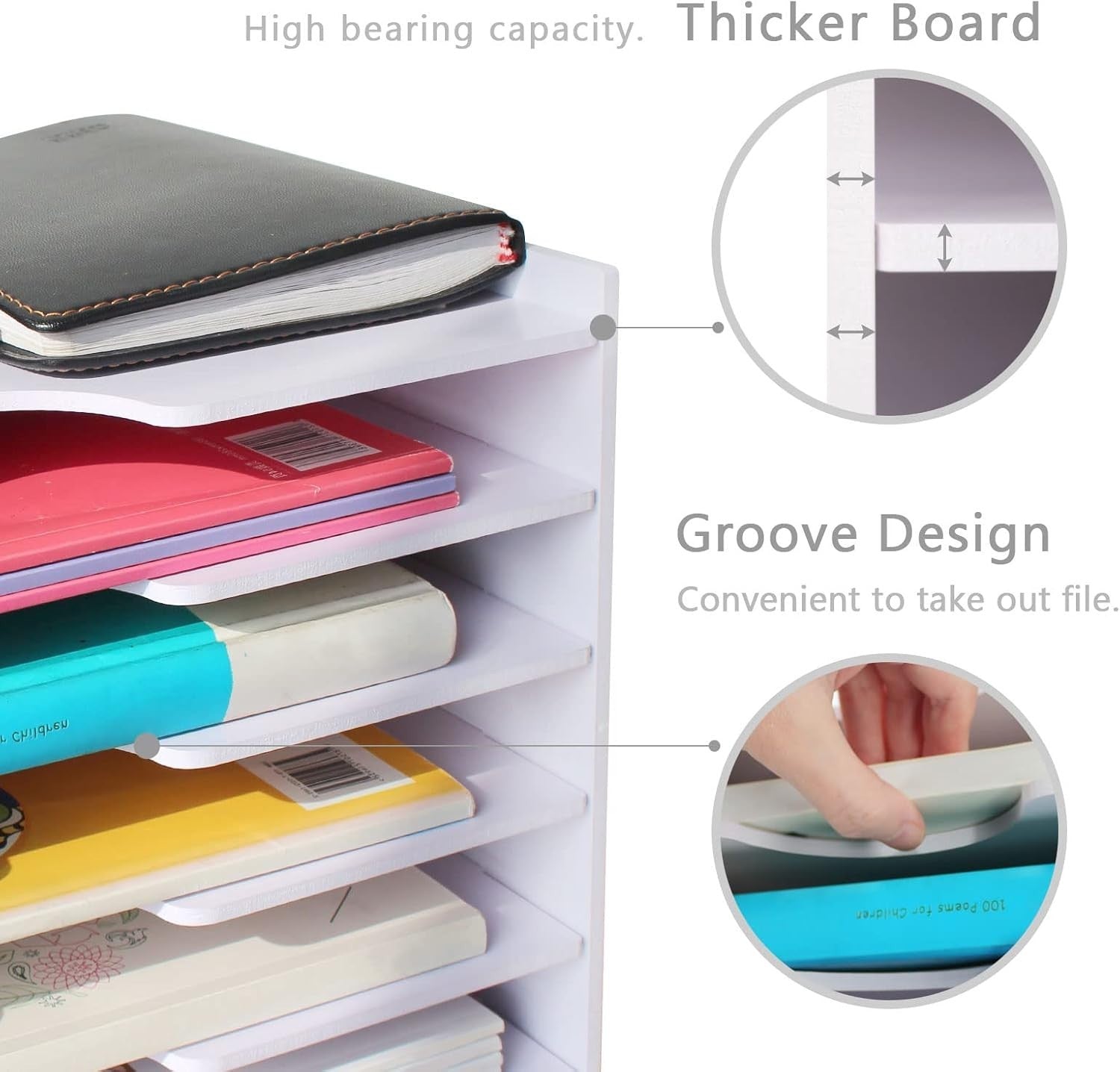 7-Tier Wide Desk File Organizer | Letter Tray Storage Rack, Desktop Sorter