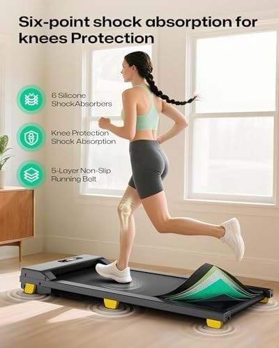 Compact Under-Desk Walking Pad Treadmill 2.5HP, 9% Incline, Quiet Home Office