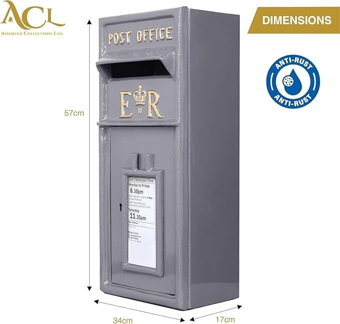 Lockable Cast Iron Wall Mount Mailbox – Weatherproof Post Box for Parcels