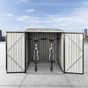 Metal Garden Bike Shed Pent Roof 2-Bike Locking Racks Outdoor Storage