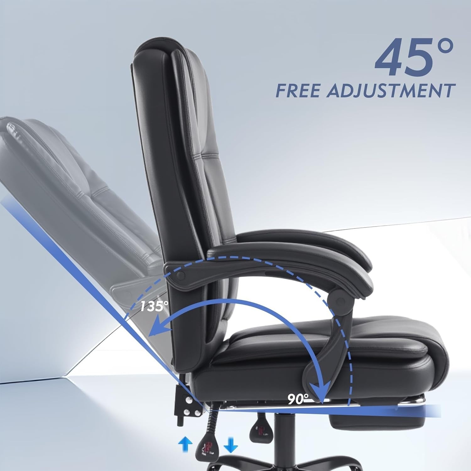 Executive Ergonomic Office Chair Tall Back Adjustable Height Leather Swivel 150K