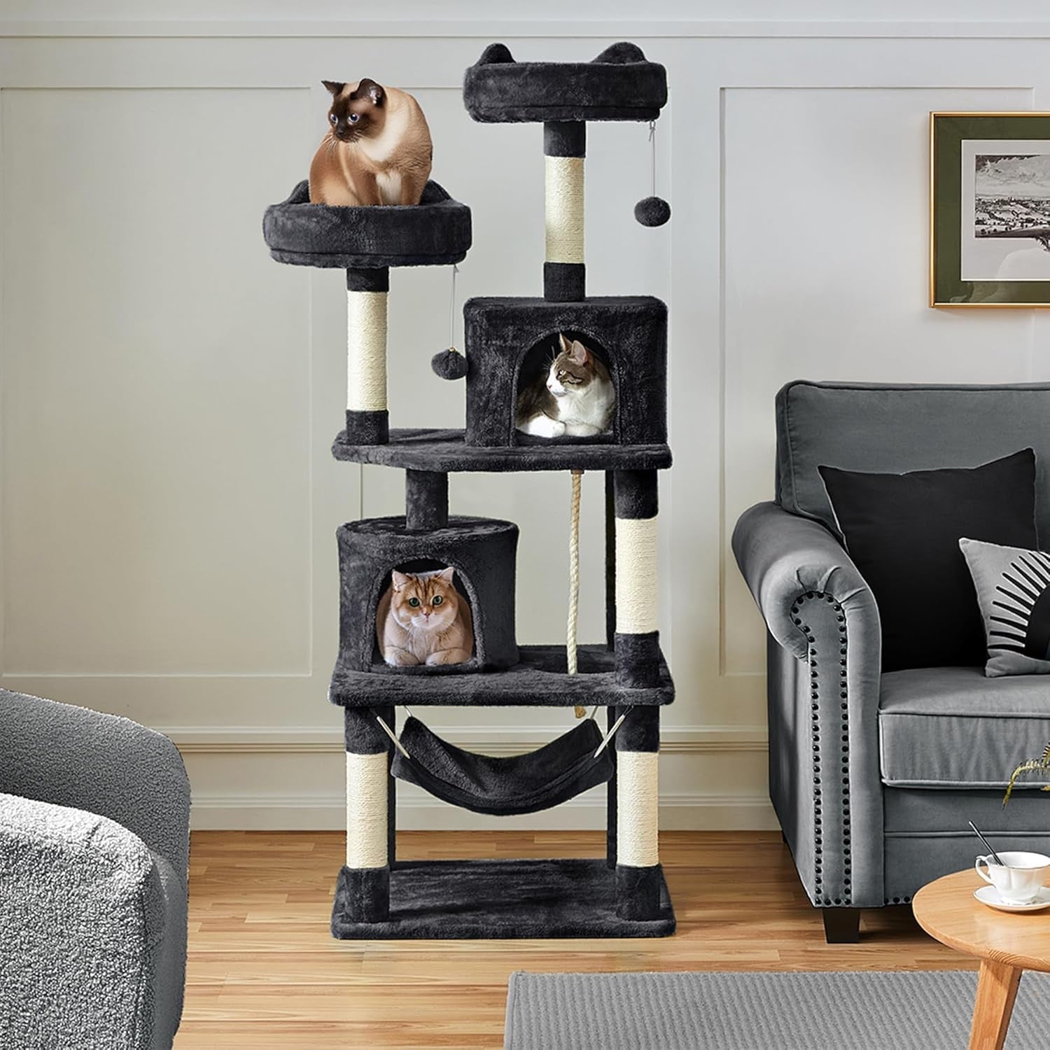 158cm Cat Tree Tower Multi Level Scratching Post Indoor with Condo