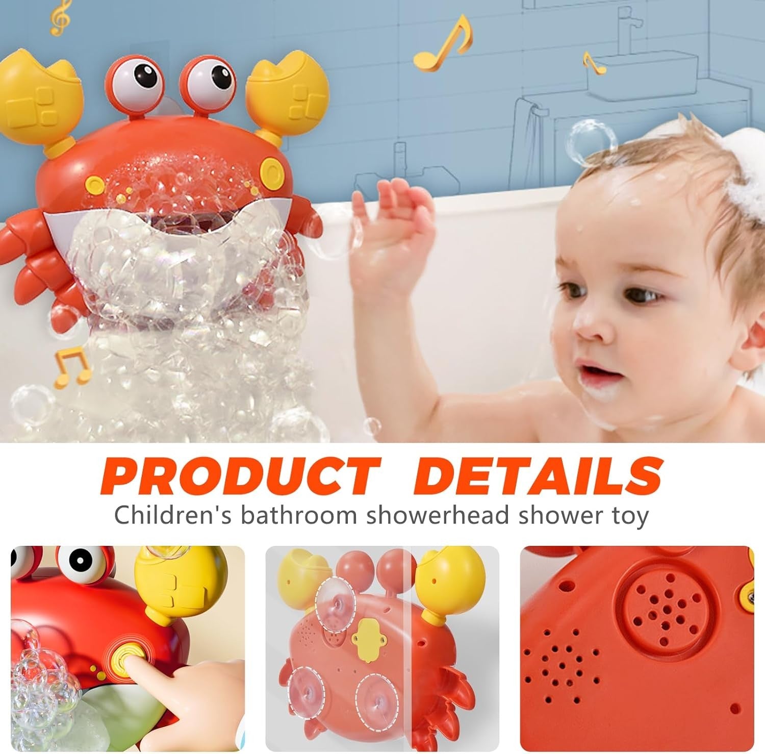Rechargeable Crab Bath Bubble Toy with Music 12 Songs