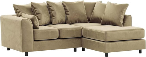 Mink L-Shaped 3+2 Seater Corner Sofa - Plush Fabric Modular Couch (Right Hand)