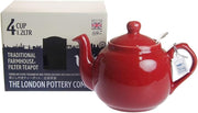 Ceramic Teapot with Infuser 1.2L Red Farmhouse Loose Leaf Tea Pot