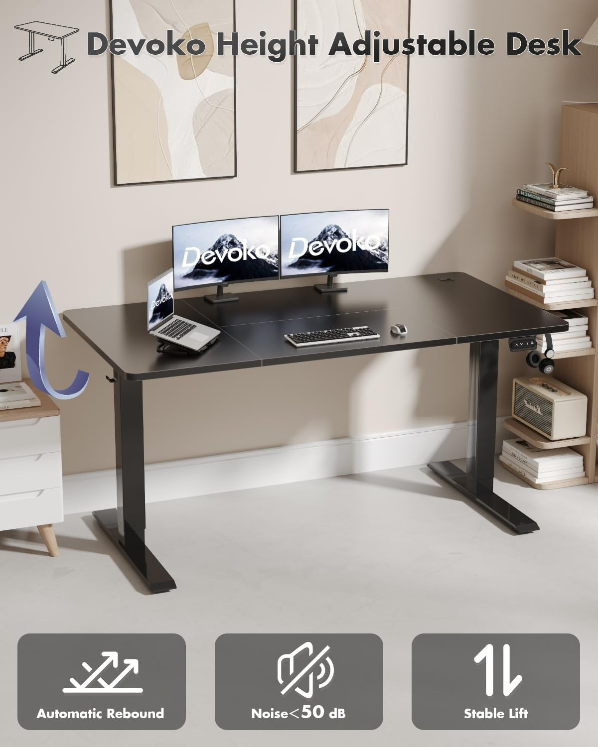Electric Standing Desk 180x80cm Adjustable Sit Stand Black Table W/Memory Preset