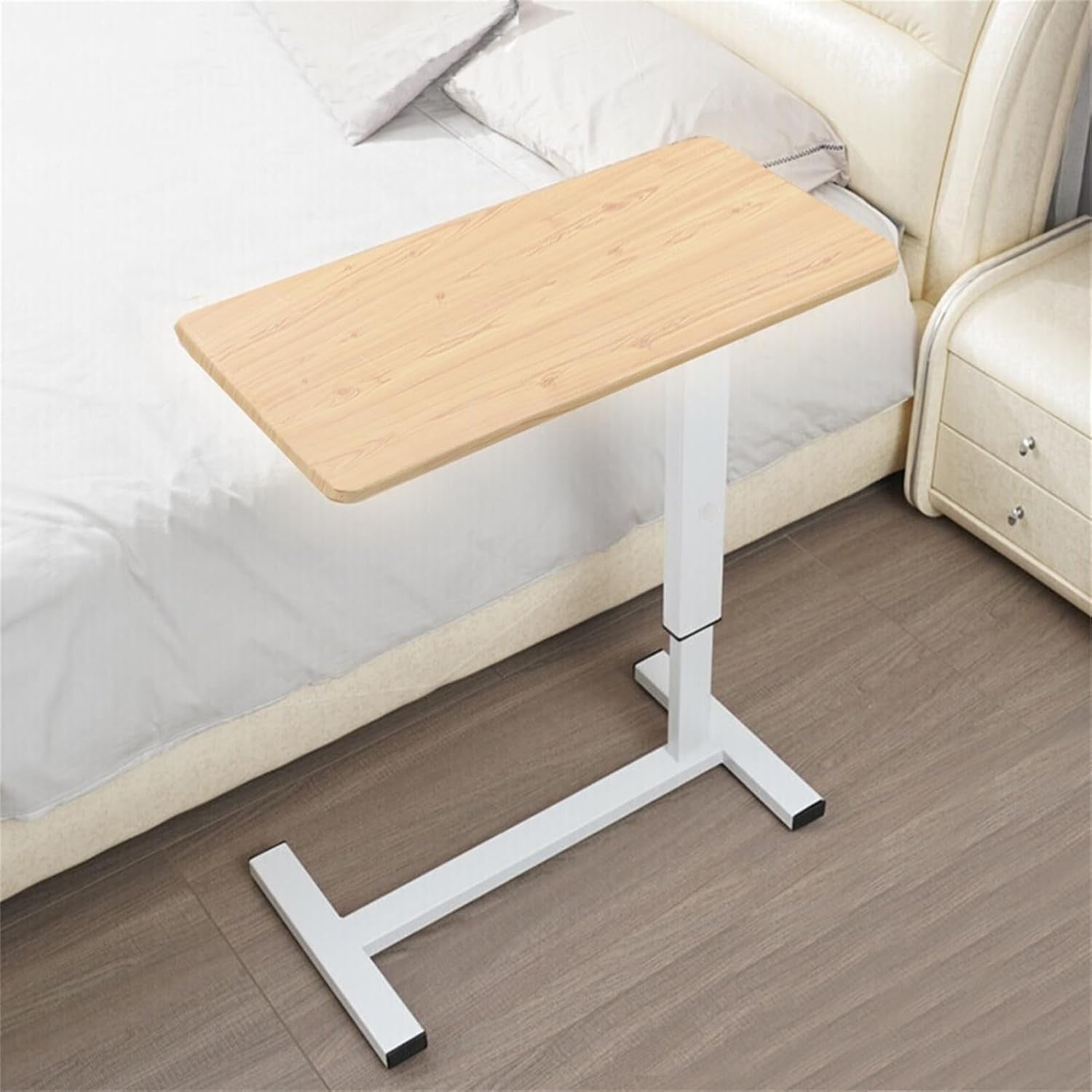 Overbed Table Adjustable Height Laptop Desk C Shaped Rolling Bedside 80x40cm