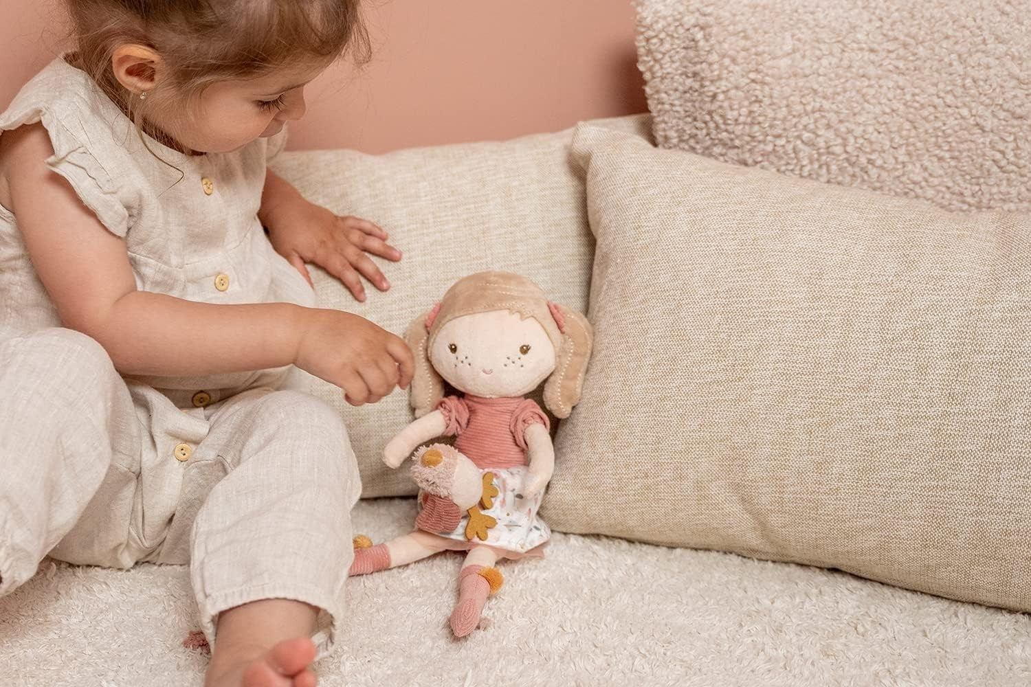 35cm Rag Doll Soft Cuddly Plush Toy with Bird Companion Baby Gift