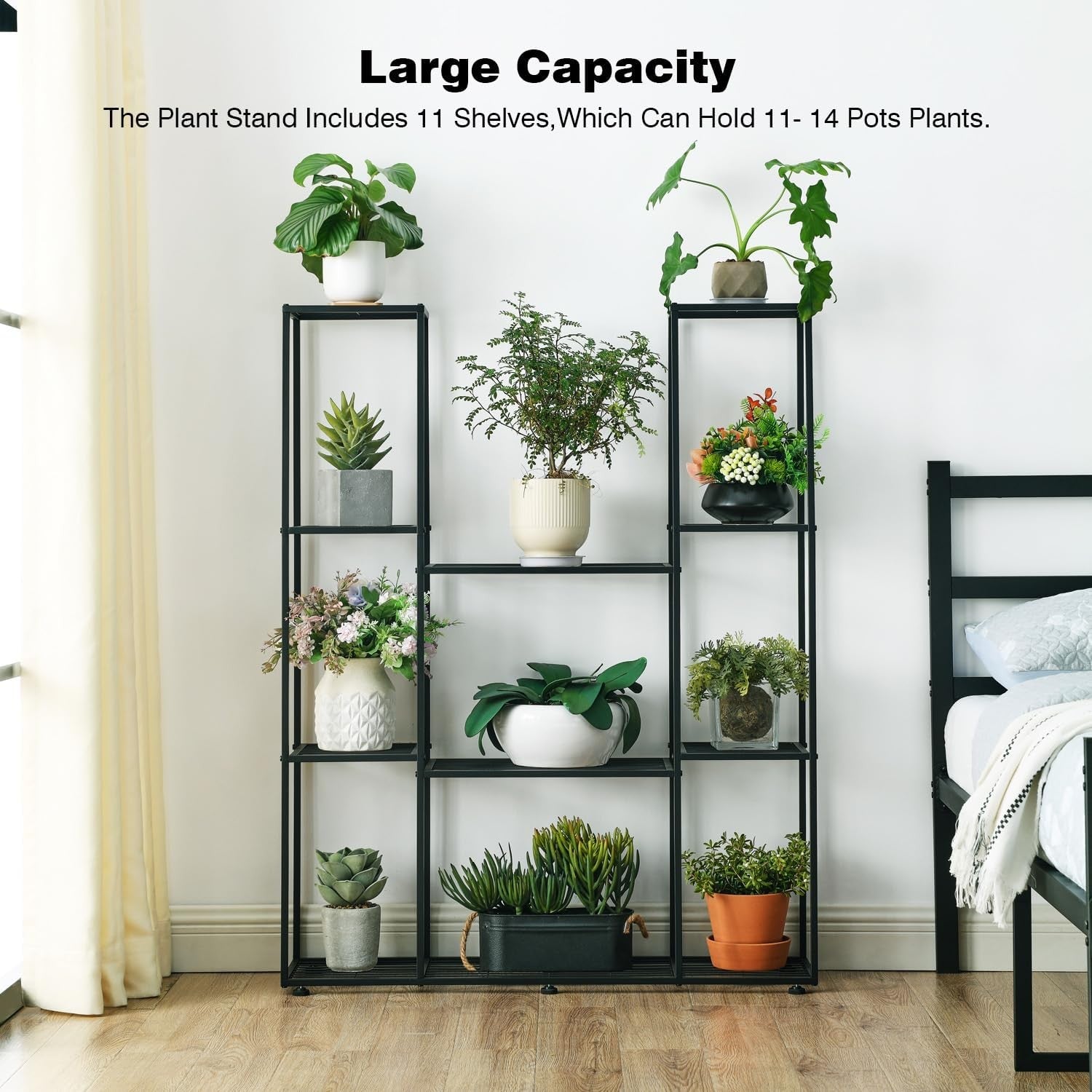 4 Tier Tall Metal Plant Stand Indoor Outdoor Flower Shelf Display Rack Black