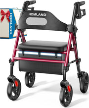 4 Wheel Rollator Walker with Seat Big Wheels Folding Adjustable Handles