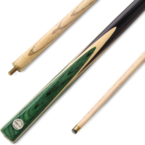 57in Ash Snooker Pool Cue 2 Piece Centre Joint 9.5mm Tip Green