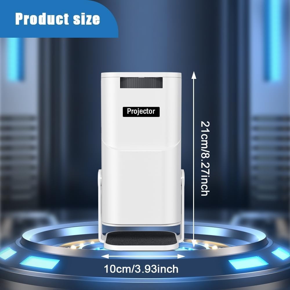 4K Smart Mini Projector WiFi 6 Bluetooth Android Portable White