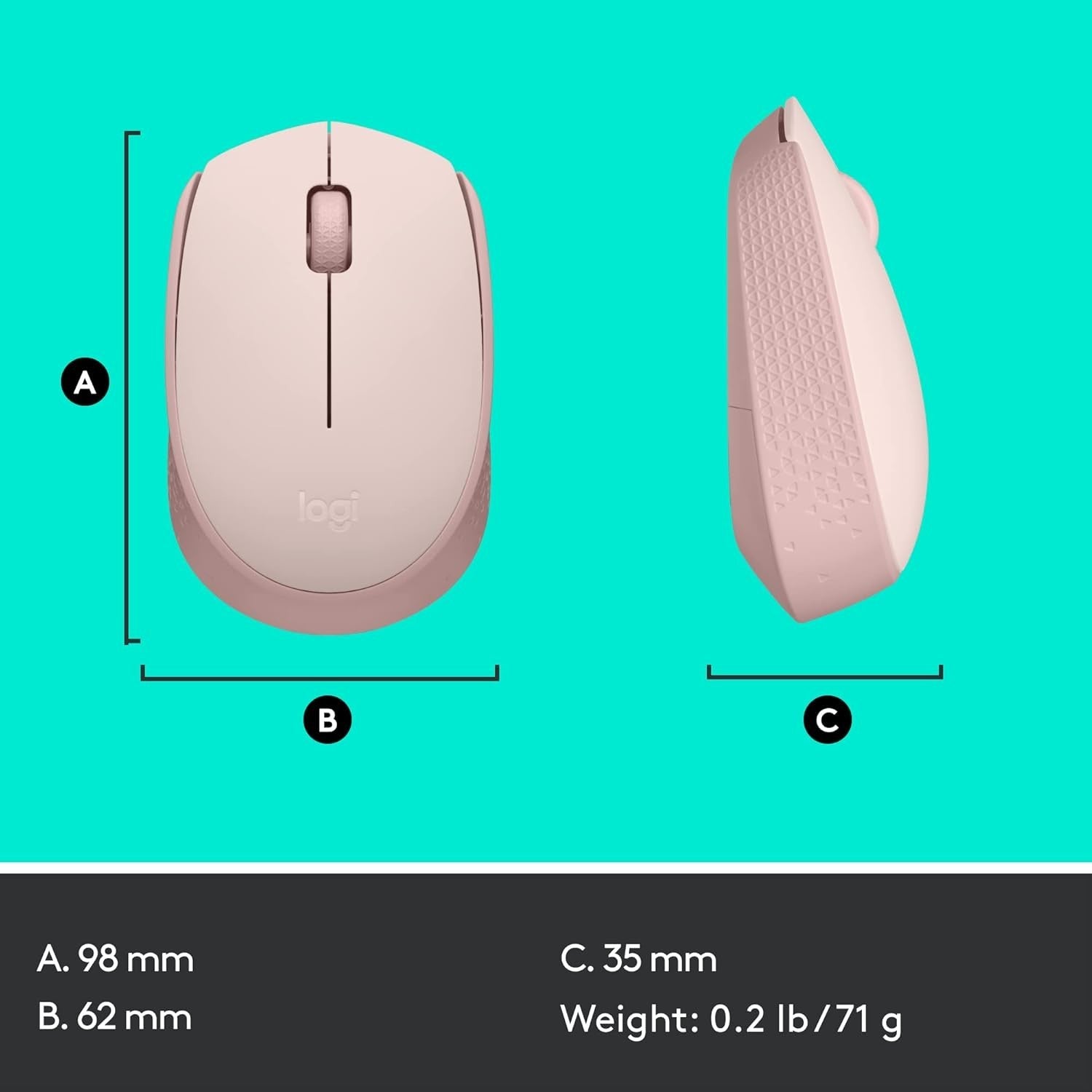 Wireless Mouse 2.4GHz USB Optical Laptop PC 12 Month Battery Pink