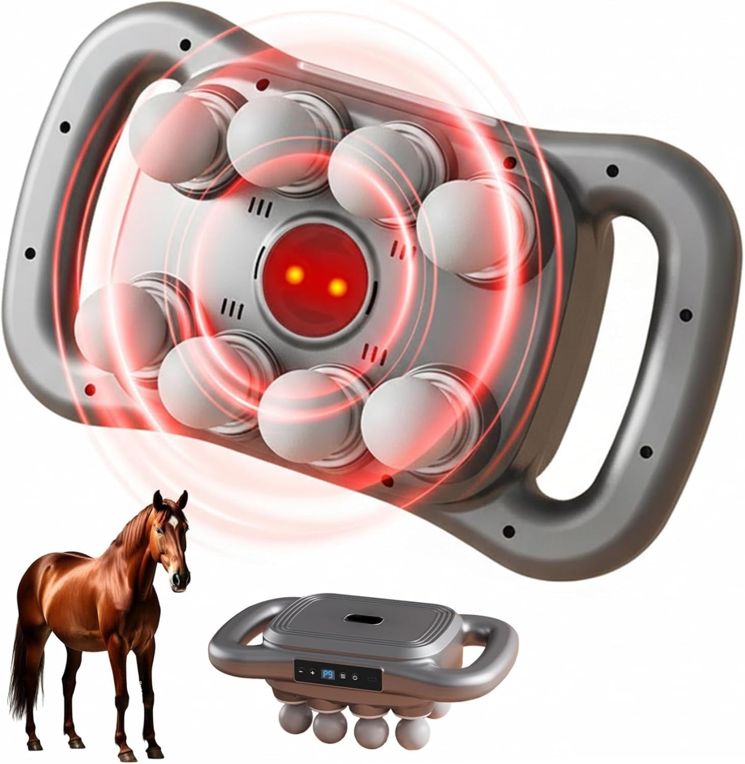 8 Head Deep Tissue Massage Gun Red Light Therapy 30 Levels Ergonomic Handle