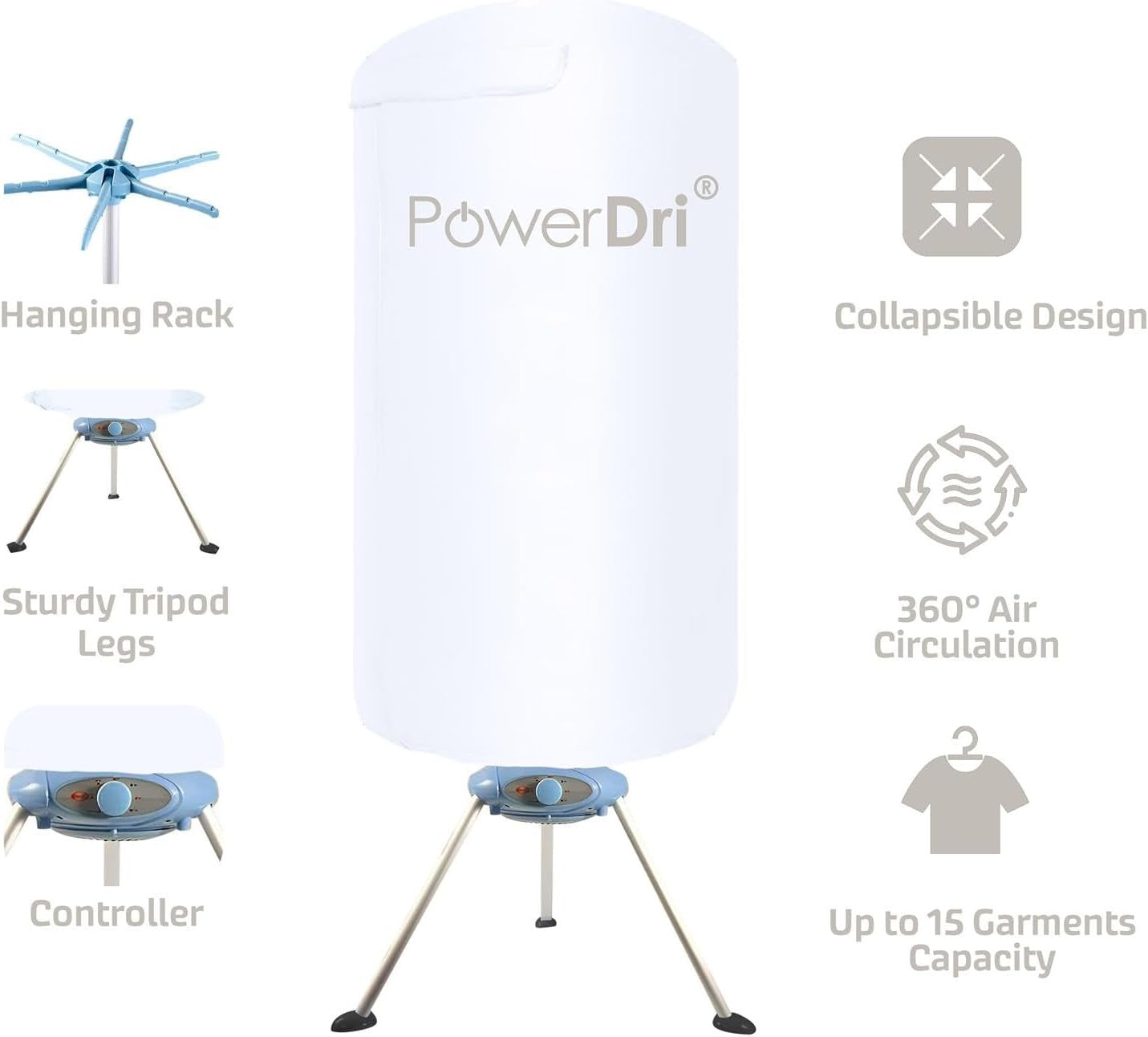 Portable Electric Clothes Dryer 15kg Energy Efficient Drying Rack