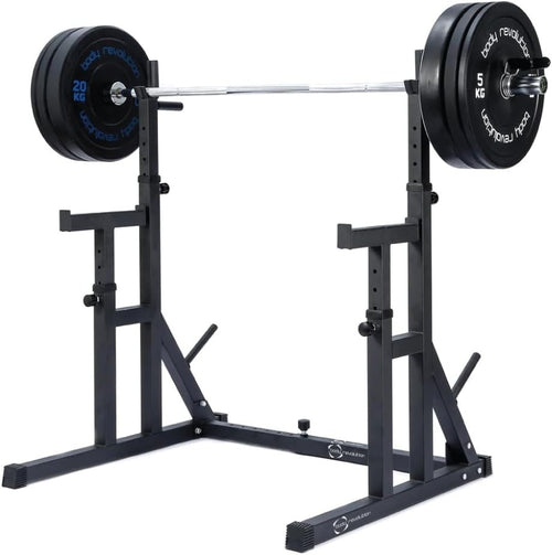 Adjustable Squat Rack with Dip Bars & Weight Plate Storage, Heavy Duty