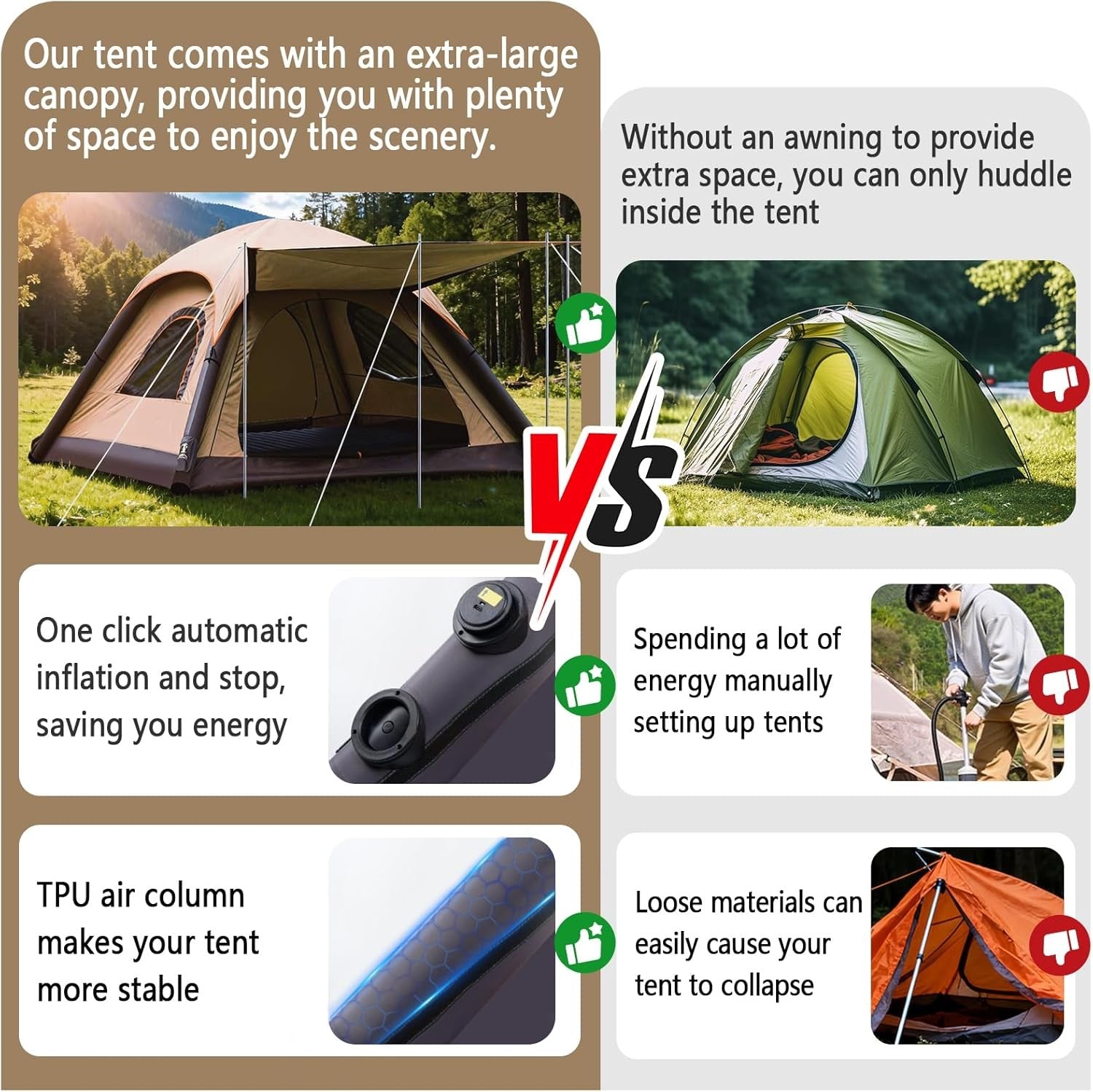 4-8 Person Inflatable Camping Tent Waterproof Pop Up Family