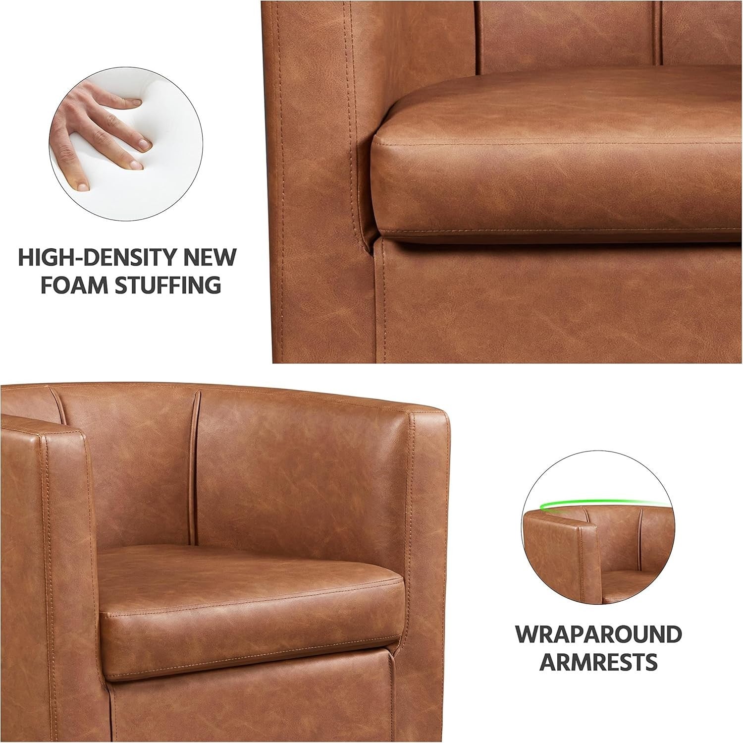 Modern Faux Leather Tub Chair Armchair Accent Sofa Seat Lounge Brown
