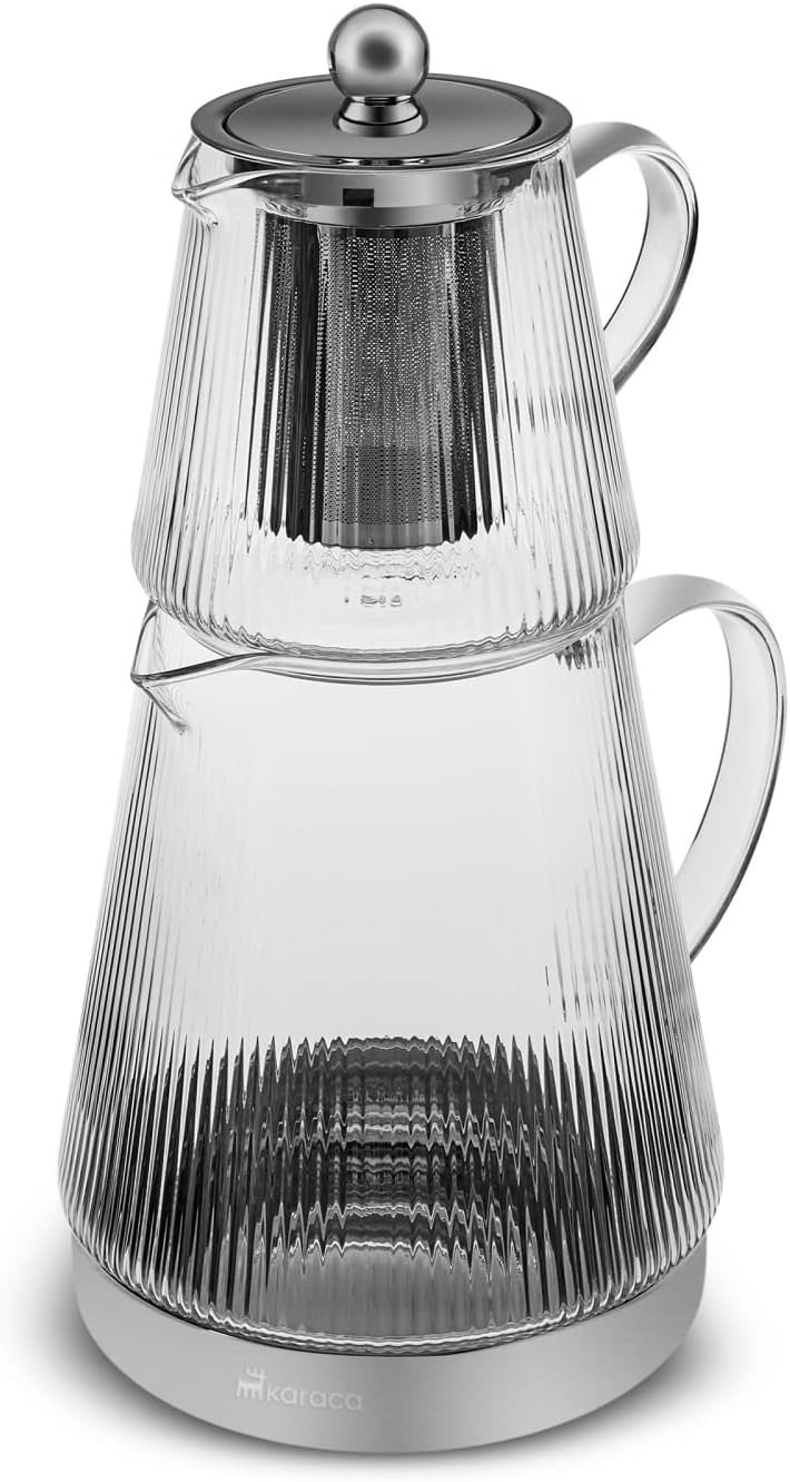 Glass Turkish Tea Maker Set 1.95L Teapot Kettle with Infuser